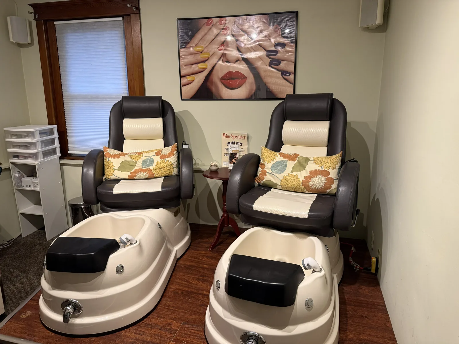 Pedicure chairs in the day spa at Shortino's Salon & Spa in York, PA